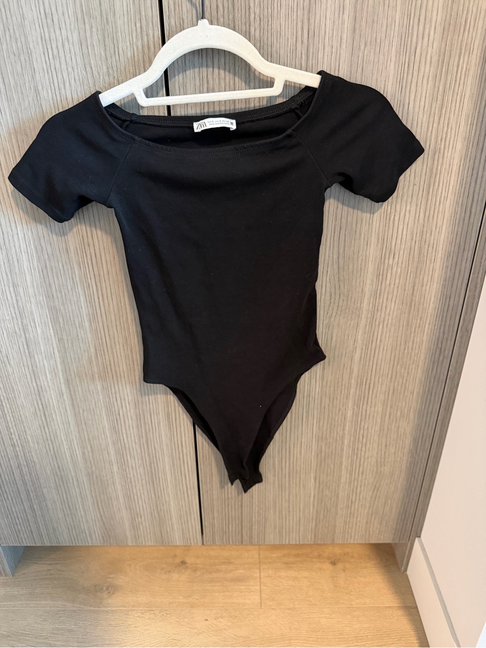 Zara Black Short-Sleeve One-Piece Bodysuit